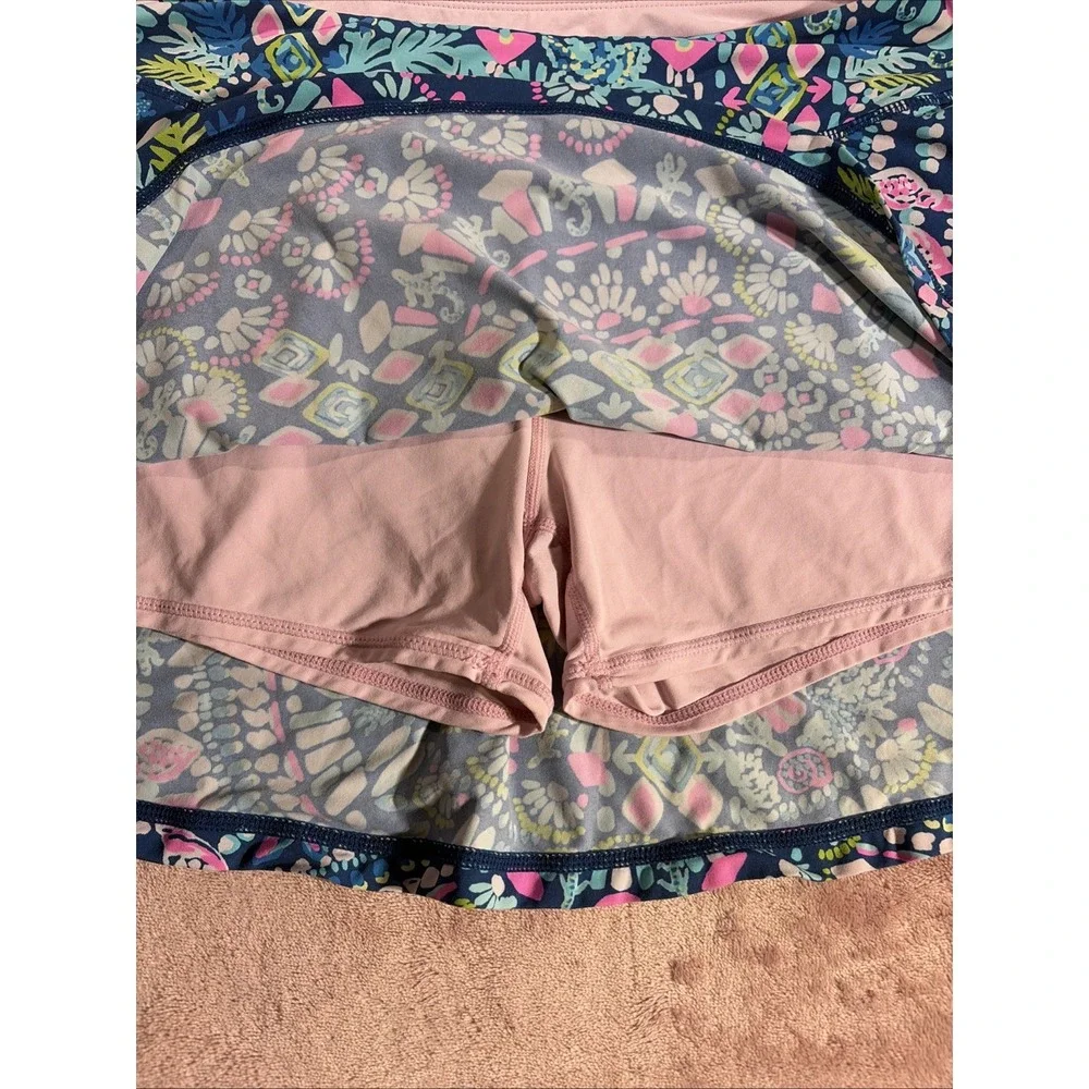 Women's Lilly Pulitzer Luxletic Vibrant Multicolor Tropical Pink Blue Skort Sz M